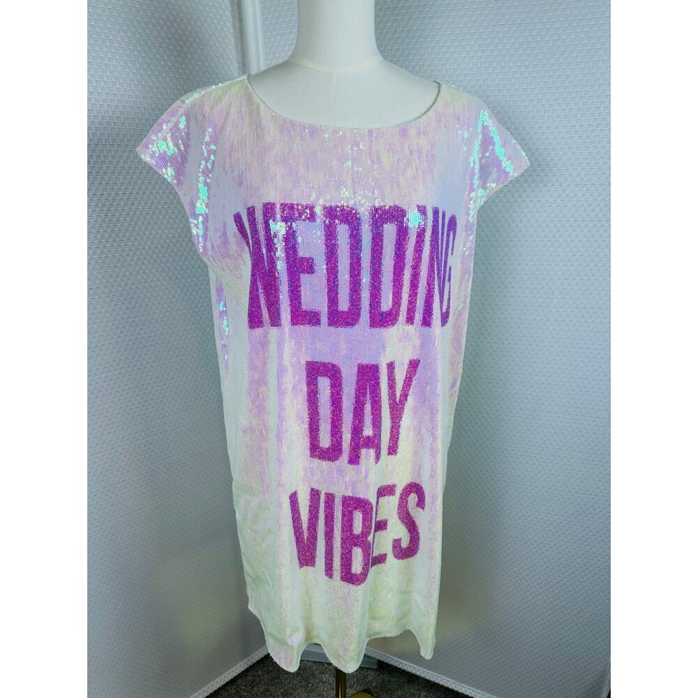 Hayley Paige Sequin Wedding Day Vibes Dress Shower Bachelorette Party XL￼ - Picture 2 of 10